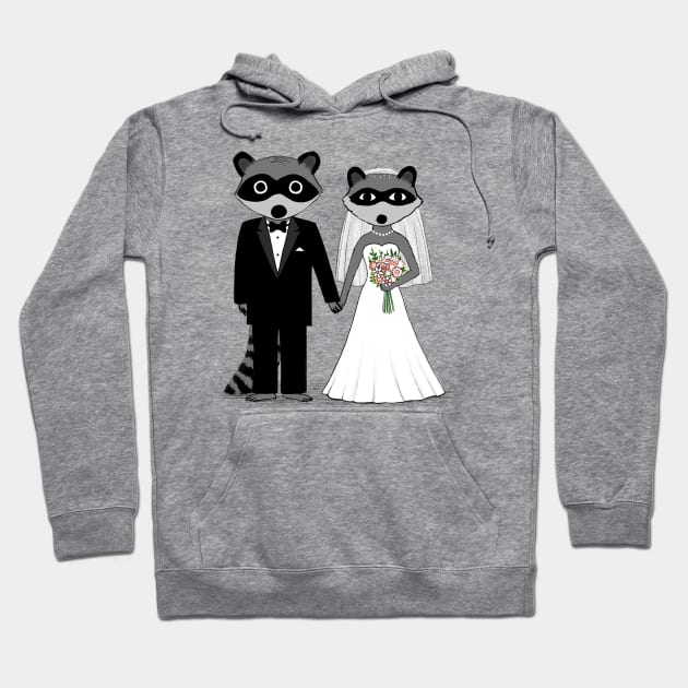 Raccoons Wedding | Cute Newlywed Bride and Groom Hoodie by Coffee Squirrel